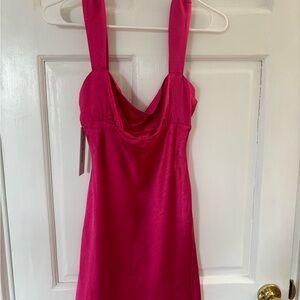 Princess Polly Radioactive Bias Cut Pink Cowl Neck Mini Dress